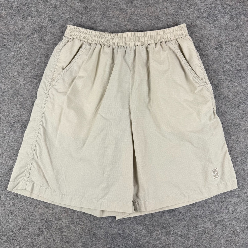 Vintage 90s Nike Challenge Court Nylon Tennis Shorts 7" Beige Mens Medium M